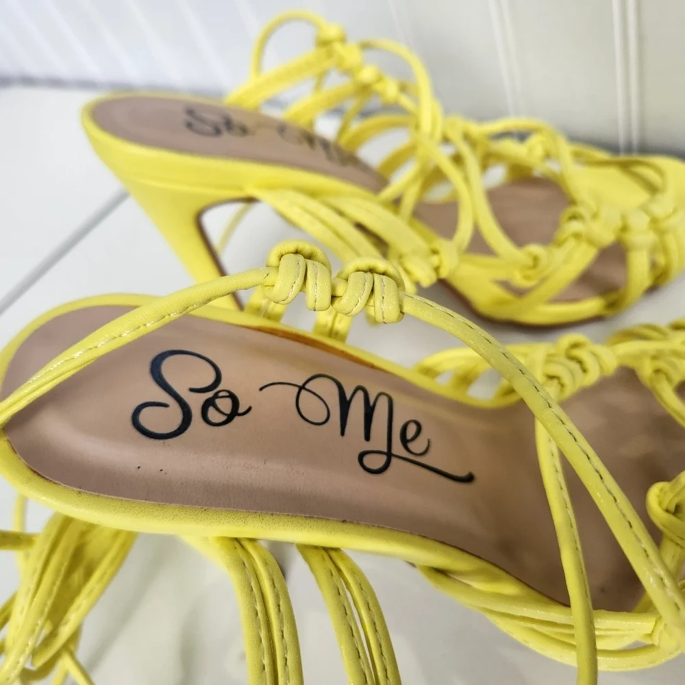 So Me yellow Strap Strappy Sandals Women Sz 6.5M US